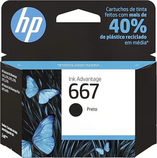 Cartucho de Tinta HP 667 Preto Original