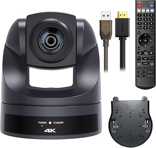 Câmera PTZ 4K com Zoom 20X e POE para Video conferência