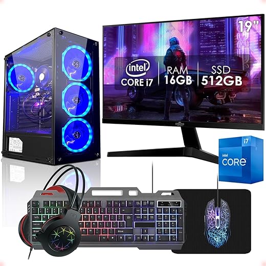 PC Gamer Completo i7 com Monitor e Kit Gamer