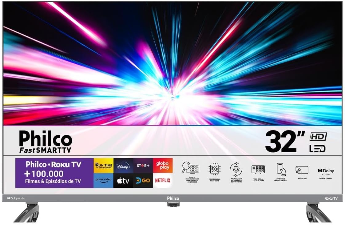 Smart TV 32” Philco PTV32K34RKGB Roku TV LED