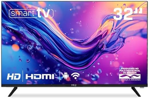 Smart TV HQ 32″ HD sem bordas com Android 12