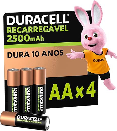 Carregador de Pilhas Duracell AA e AAA com 4 Pilhas Inclusas