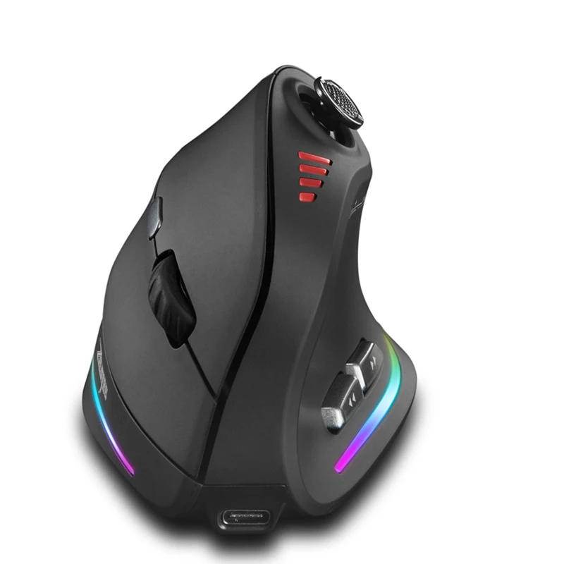 Jomaa RGB retroiluminado controle de mouse vertical sem fio para gamer 24000DPI botões programáveis ajustáveis mouse para jogos com fio