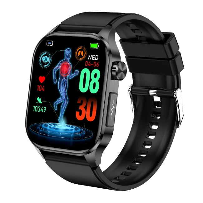 Nova chamada bt ecg relógio inteligente 2.04 Polegada display amoled pressão arterial oxigênio no sangue temperatura corporal et580 smartwatch